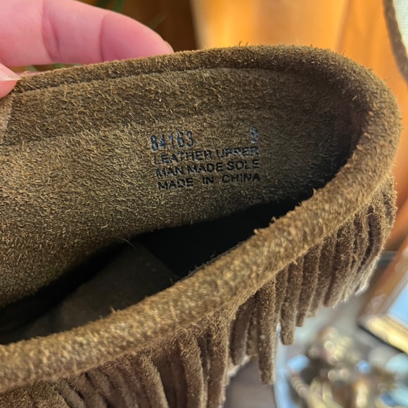 Brown suede leather Minnetonka moccasin booties SZ 9 - Picture 4 of 4